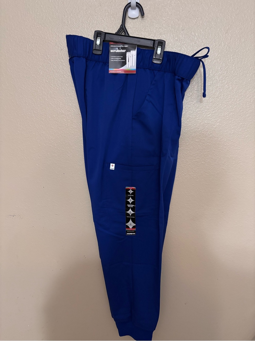 Scrubstar Men’s Navy Blue Drawstring Cargo Jogger Scrub Pants